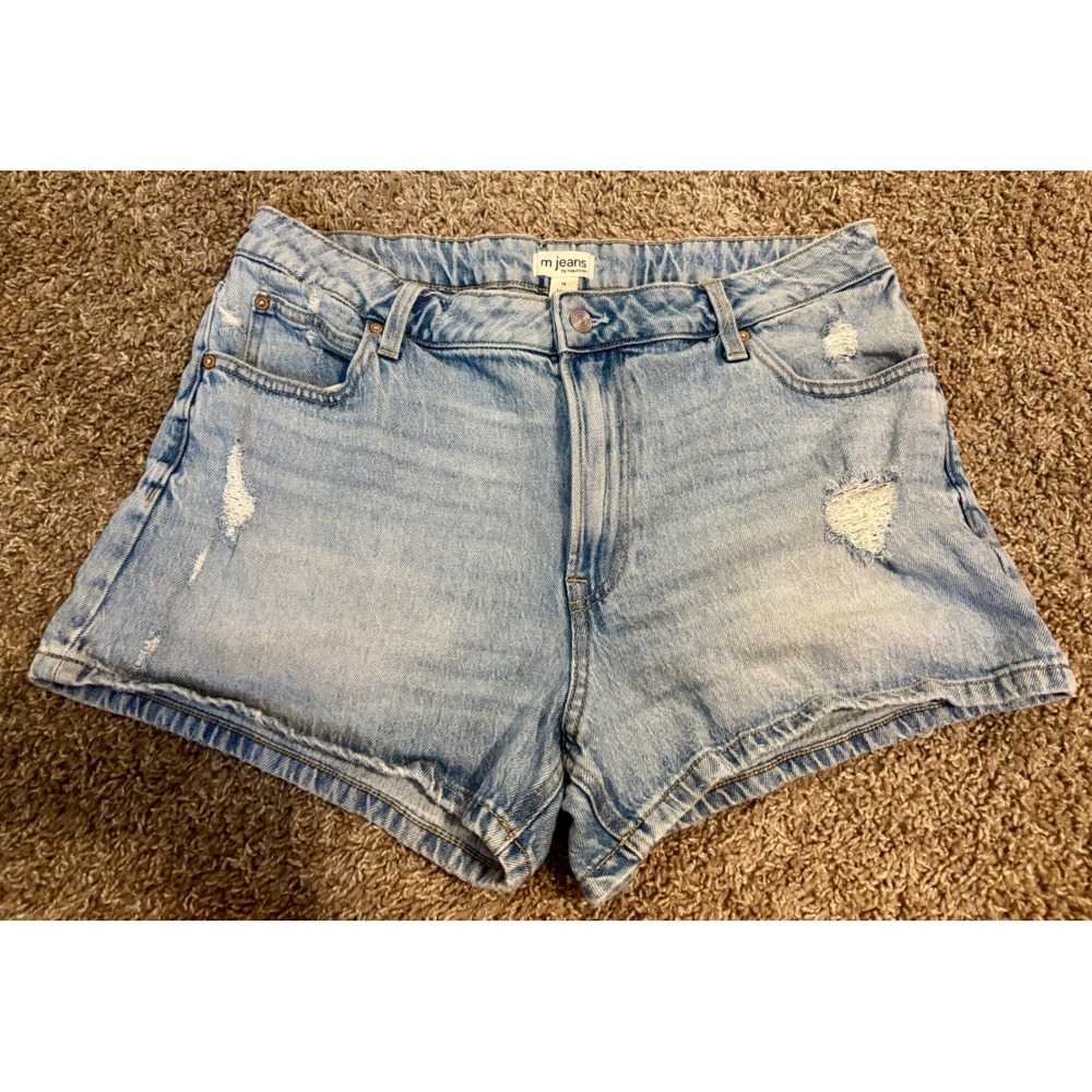 m jeans by maurices Denim Shorts Womens 14 Light Blue Excellent Distressed